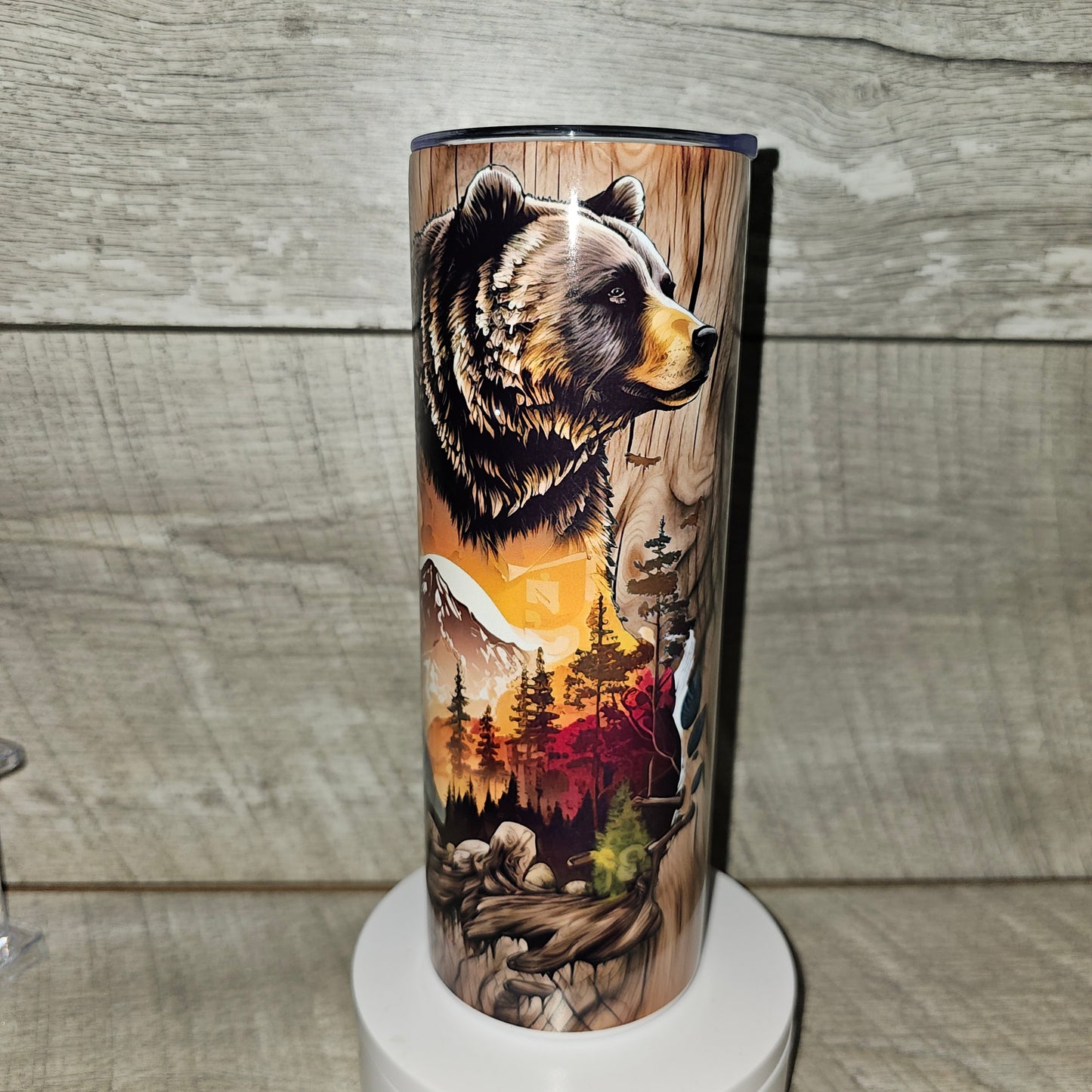 20 oz Skinny Woodland Bear Tumbler