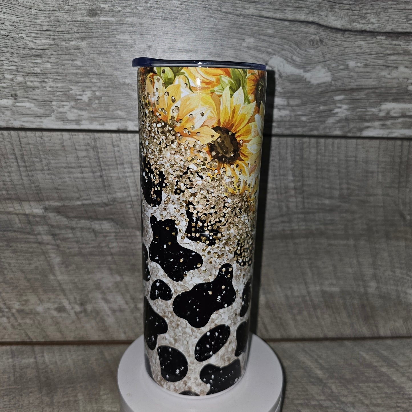 20 oz Skinny Sunflower and Cowprint Tumbler