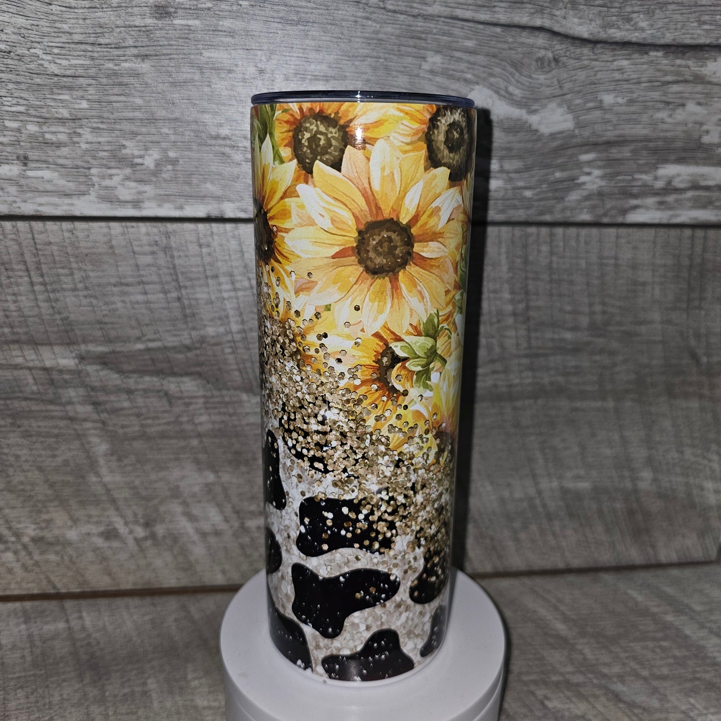 20 oz Skinny Sunflower and Cowprint Tumbler