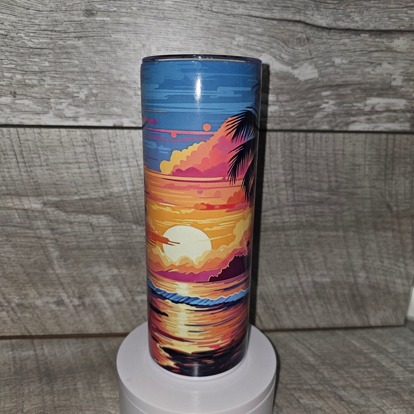 20 oz skinny sunset beach tumbler