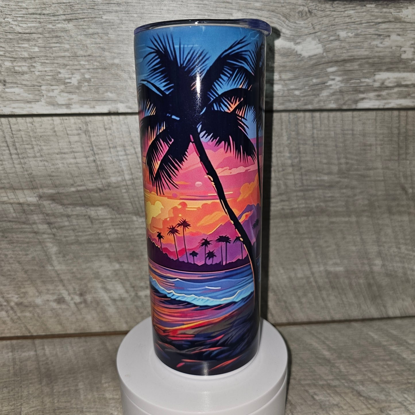 20 oz skinny sunset beach tumbler