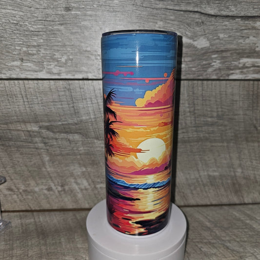 20 oz skinny sunset beach tumbler