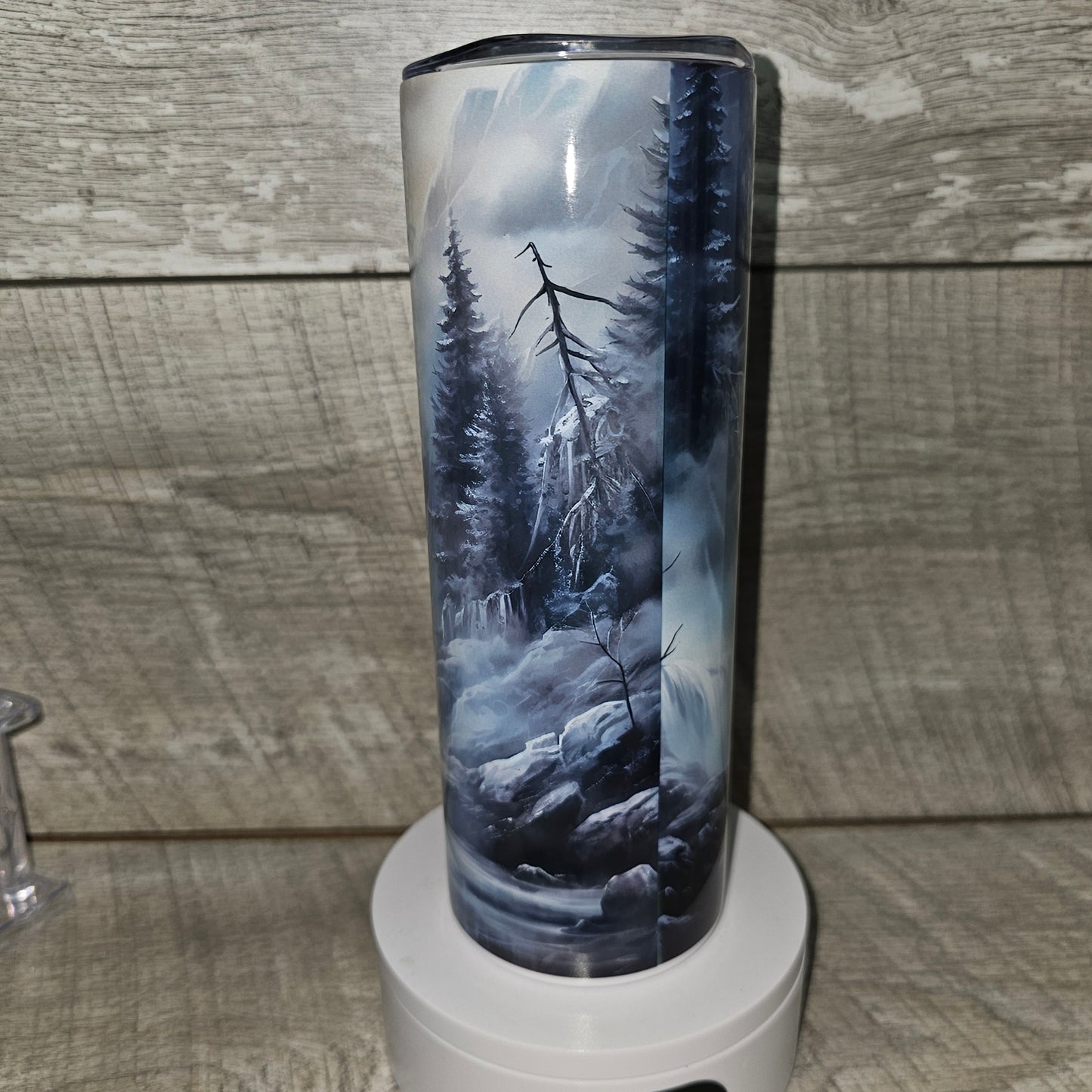 20 oz skinny Snowy Wolf Tumbler