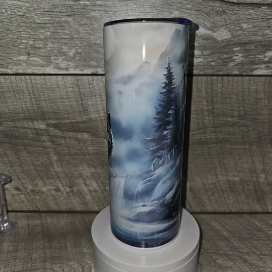 20 oz skinny Snowy Wolf Tumbler
