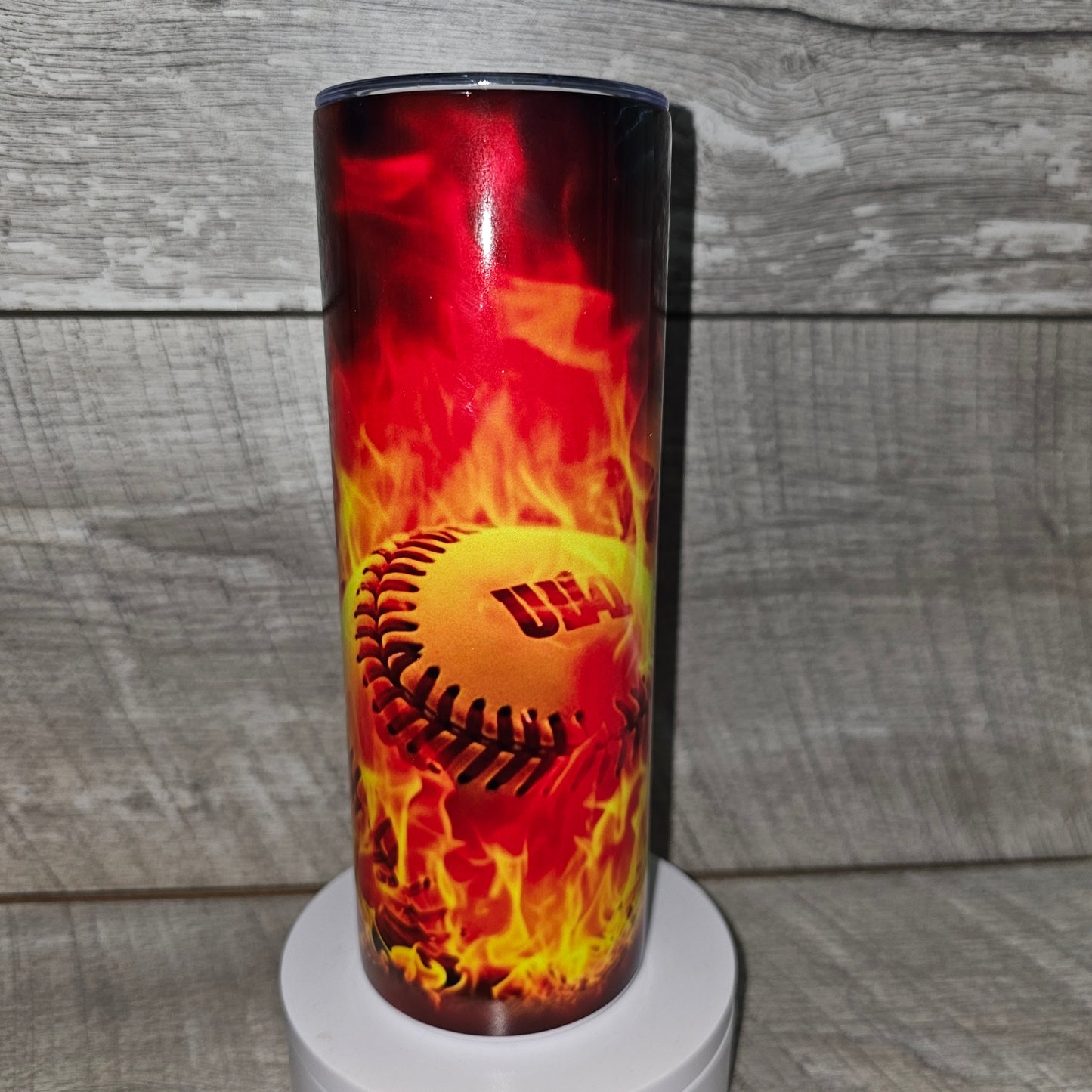 20 oz Skinny Fire Baseball Tumbler