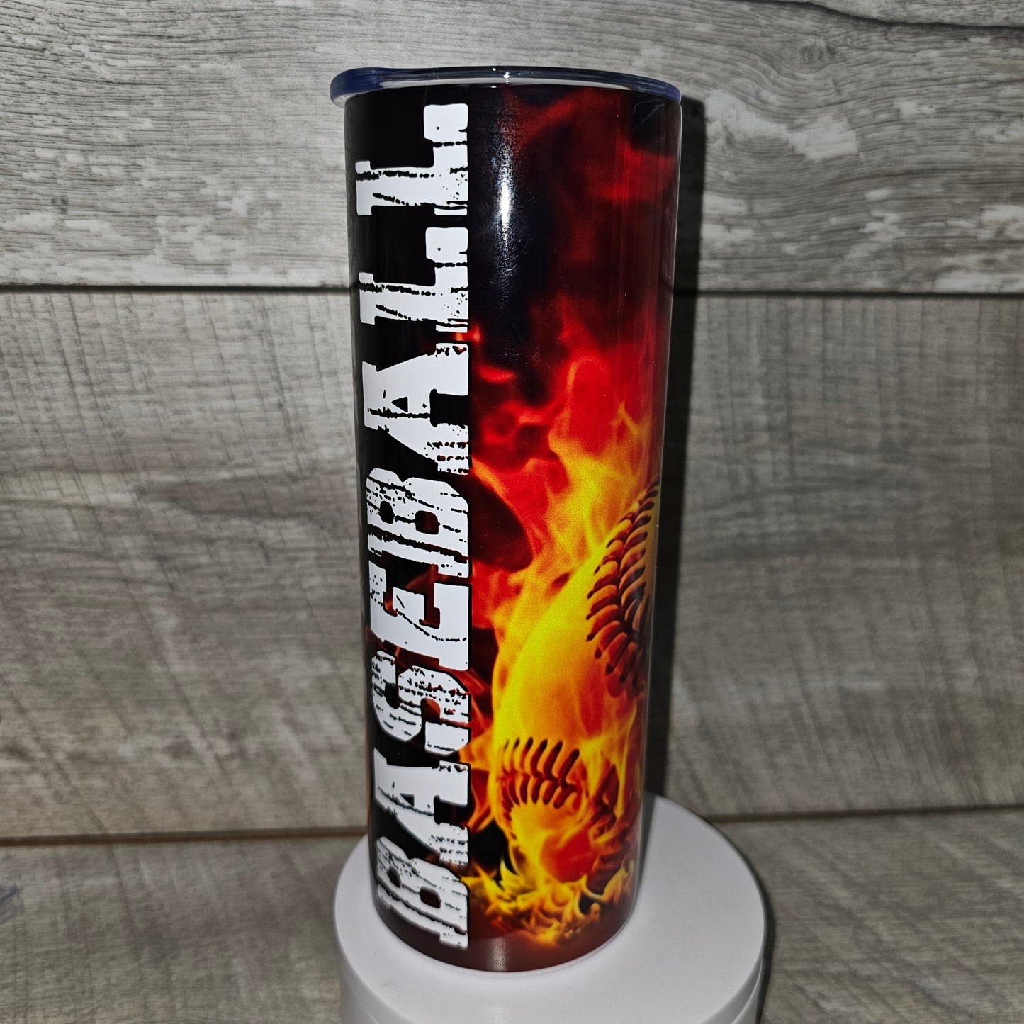 20 oz Skinny Fire Baseball Tumbler