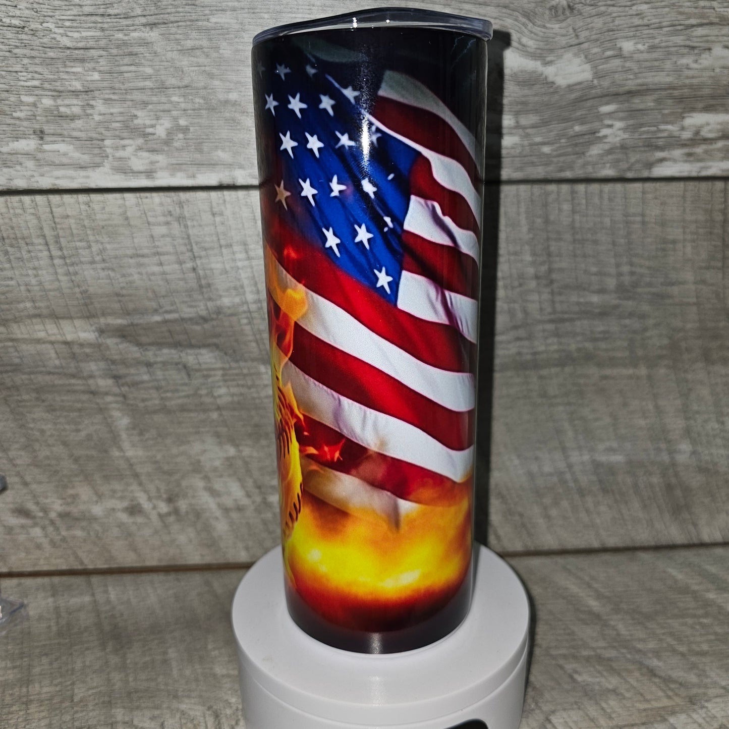 20 oz Skinny Fire Baseball Tumbler