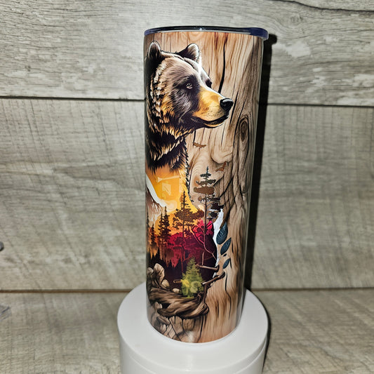 20 oz Skinny Woodland Bear Tumbler