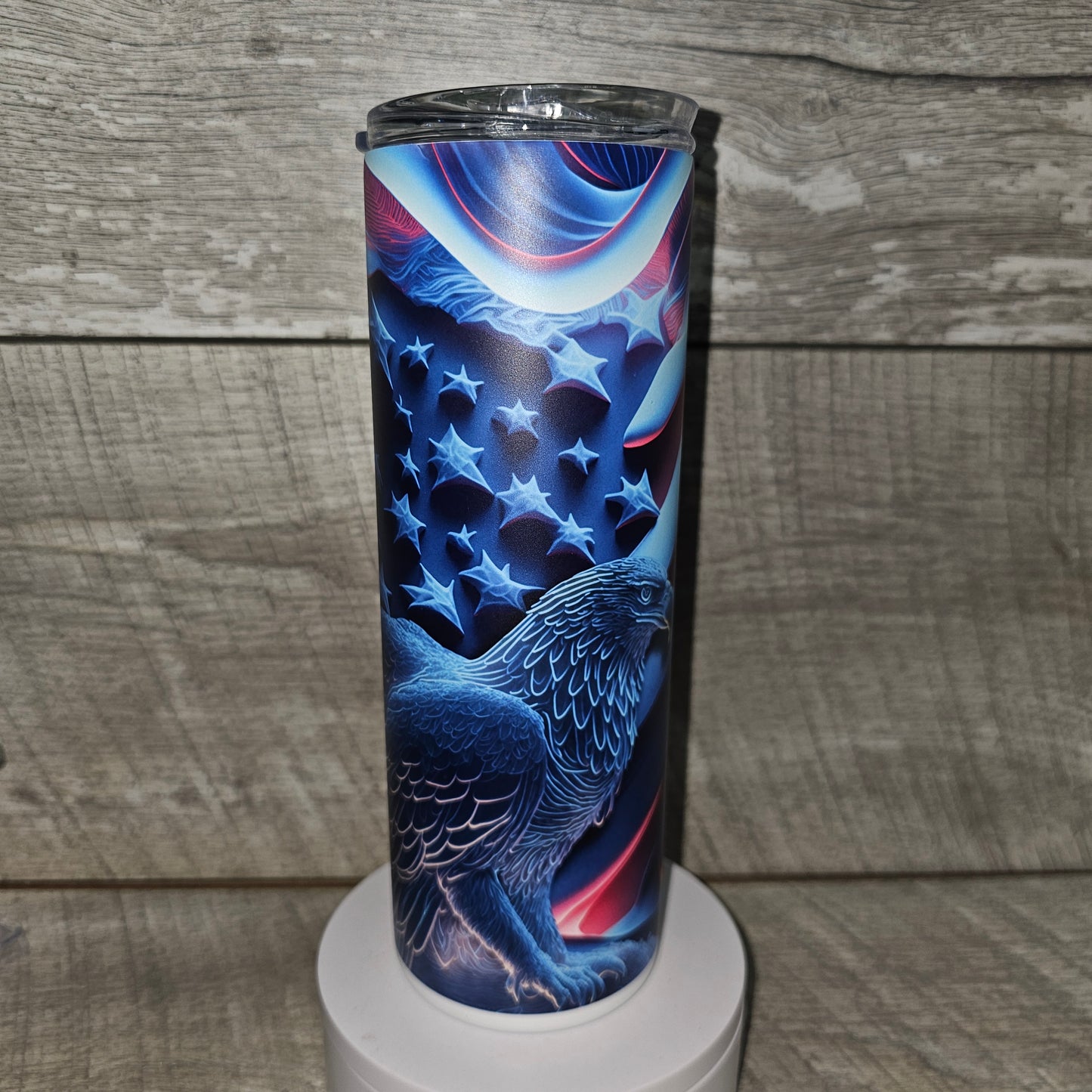 20 oz Skinny Glow Blue Eagle Tumbler