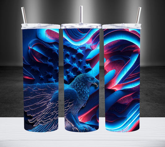 20 oz Skinny Blue Glow in the Dark Sublimation Tumbler