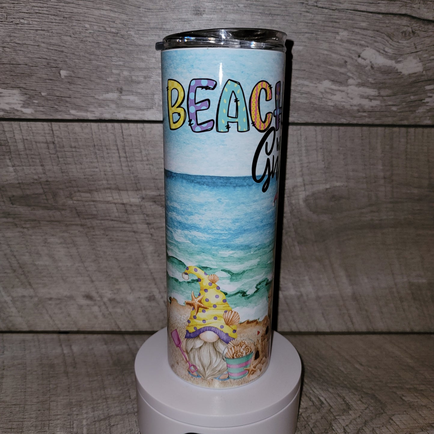 Beachin' with my gnomies tumbler