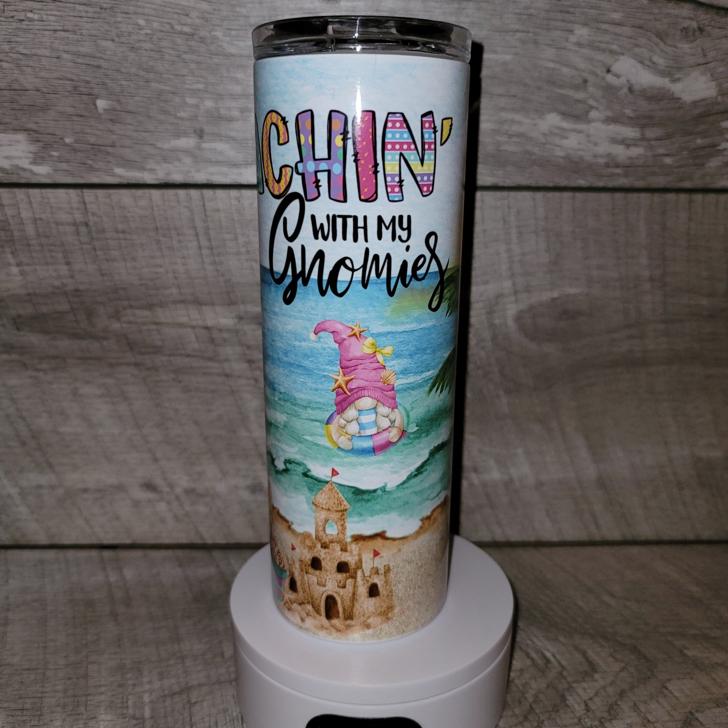 Beachin' with my gnomies tumbler